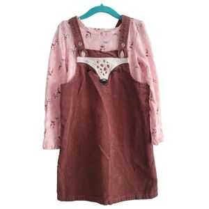 The Children's Place 5T Deer Pinafore Dress & Matching Long Sleeve Shirt